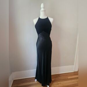 Vintage Elegant Black Halter Evening Dress